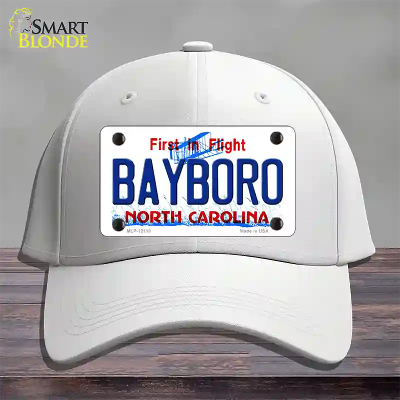 Bayboro North Carolina State Novelty License Plate Hat Cotton / White