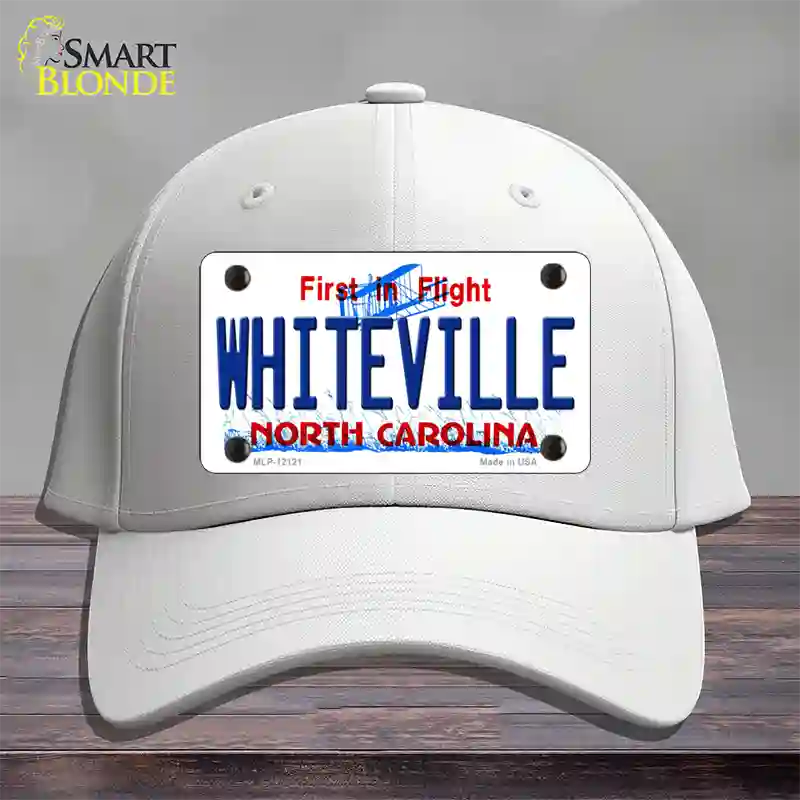 Whiteville North Carolina State Novelty License Plate Hat Cotton / White