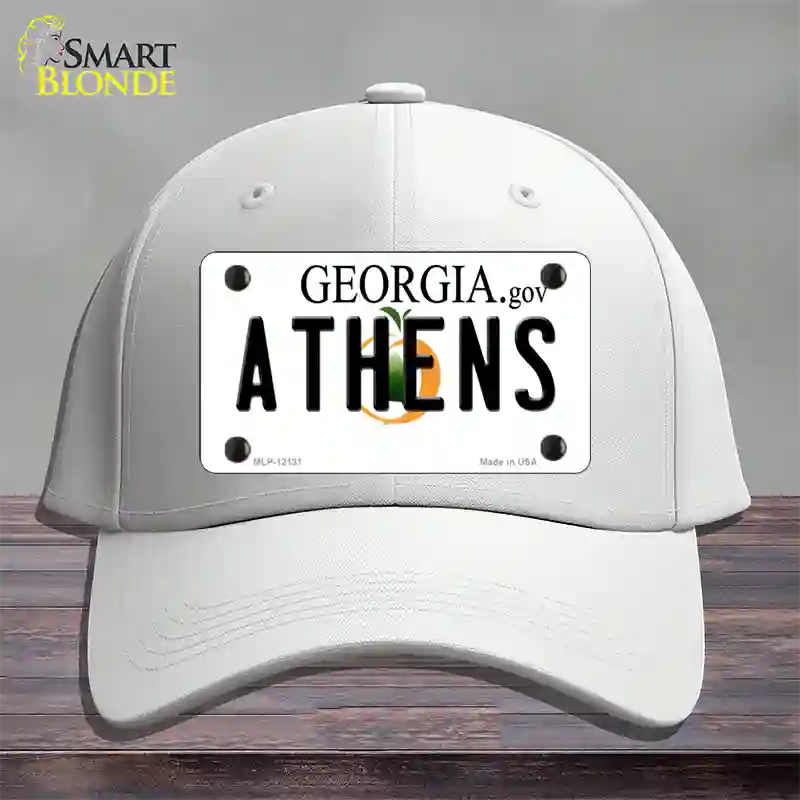 Athens Georgia State Novelty License Plate Hat Cotton / White