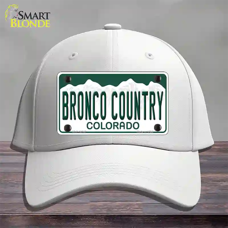 Bronco Country Colorado Novelty License Plate Hat Cotton / White