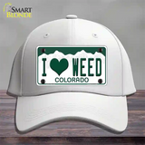 I Love Weed Colorado Novelty License Plate Hat Cotton / White