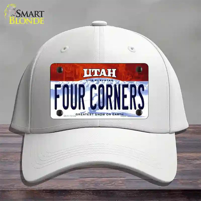 Utah Four Corners Novelty License Plate Hat Cotton / White