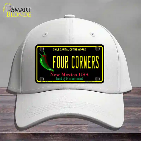 Four Corners New Mexico Black Novelty License Plate Hat Cotton / White