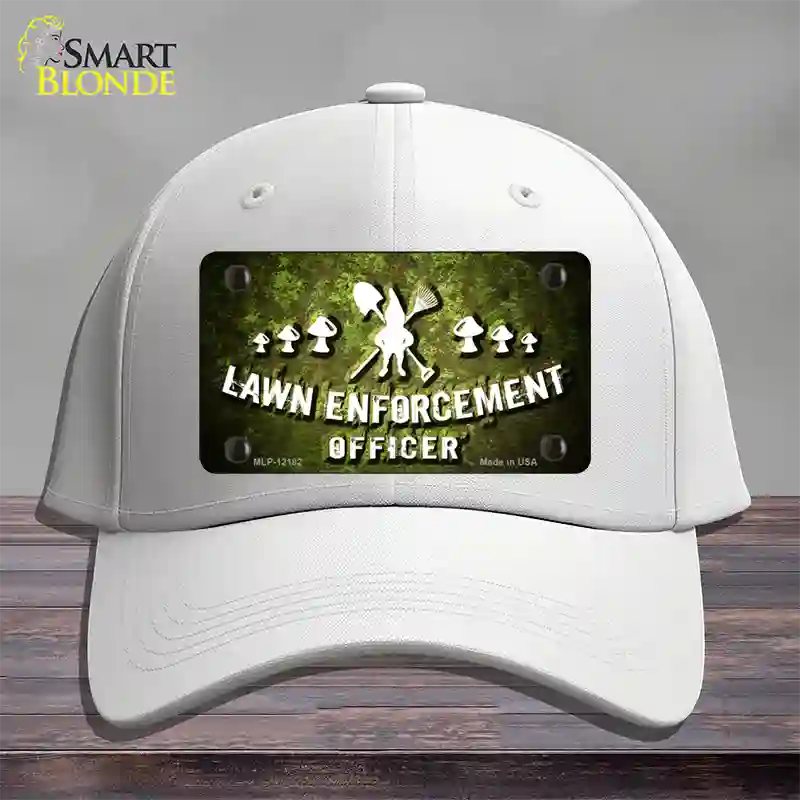 Lawn Enforcement Gnome Novelty License Plate Hat Cotton / White