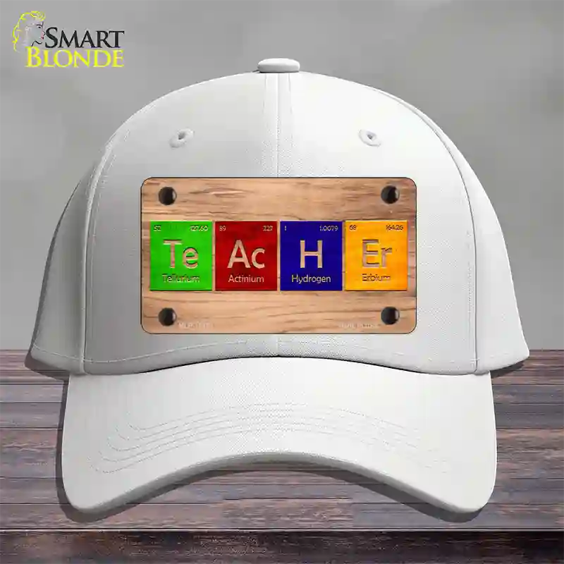 Teacher Periodic Table Wood Novelty License Plate Hat Cotton / White