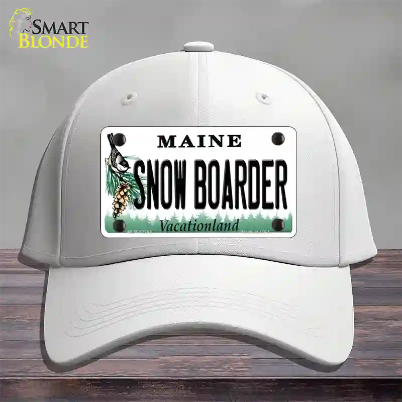 Snow Boarder Maine Novelty License Plate Hat Cotton / White