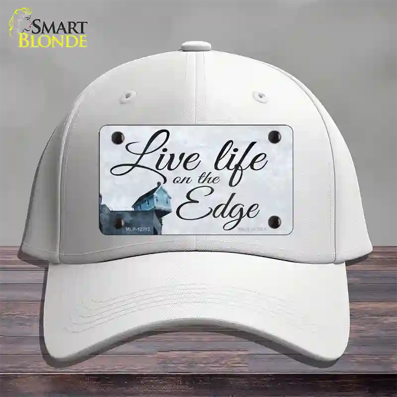 Live Life on the Edge Novelty License Plate Hat Cotton / White