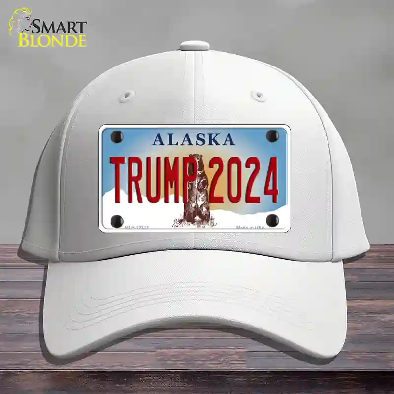 Trump 2024 Alaska Novelty License Plate Hat Cotton / White