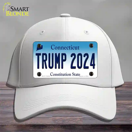 Trump 2024 Connecticut Novelty License Plate Hat Cotton / White