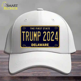 Trump 2024 Delaware Novelty License Plate Hat Cotton / White