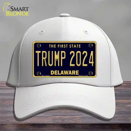 Trump 2024 Delaware Novelty License Plate Hat Cotton / White