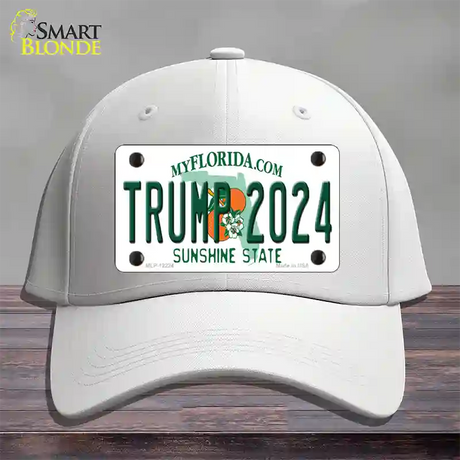 Trump 2024 Florida Novelty License Plate Hat Cotton / White