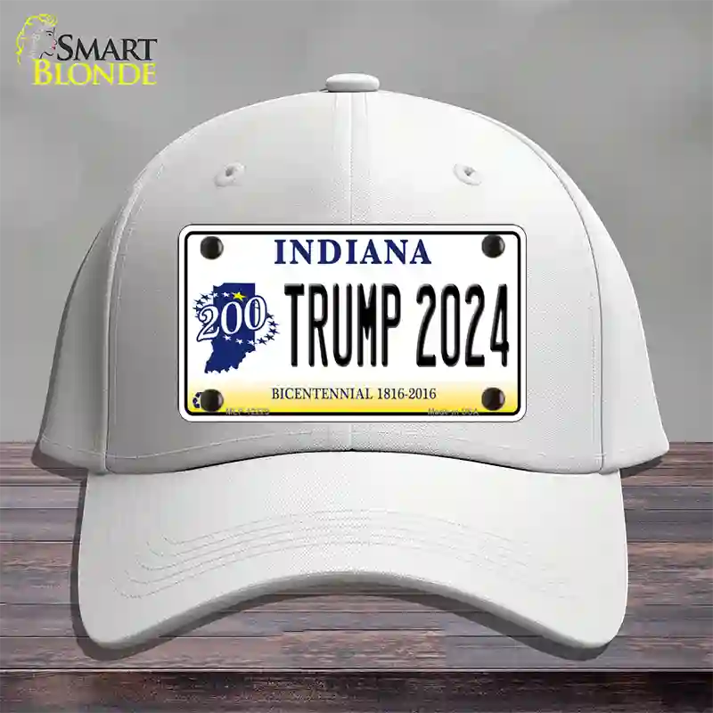 Trump 2024 Indiana Novelty License Plate Hat Cotton / White