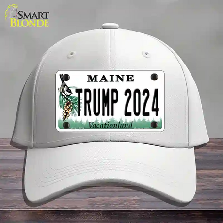 Trump 2024 Maine Novelty License Plate Hat Cotton / White