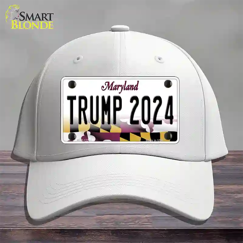 Trump 2024 Maryland Novelty License Plate Hat Cotton / White