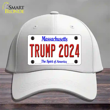 Trump 2024 Massachusetts Novelty License Plate Hat Cotton / White