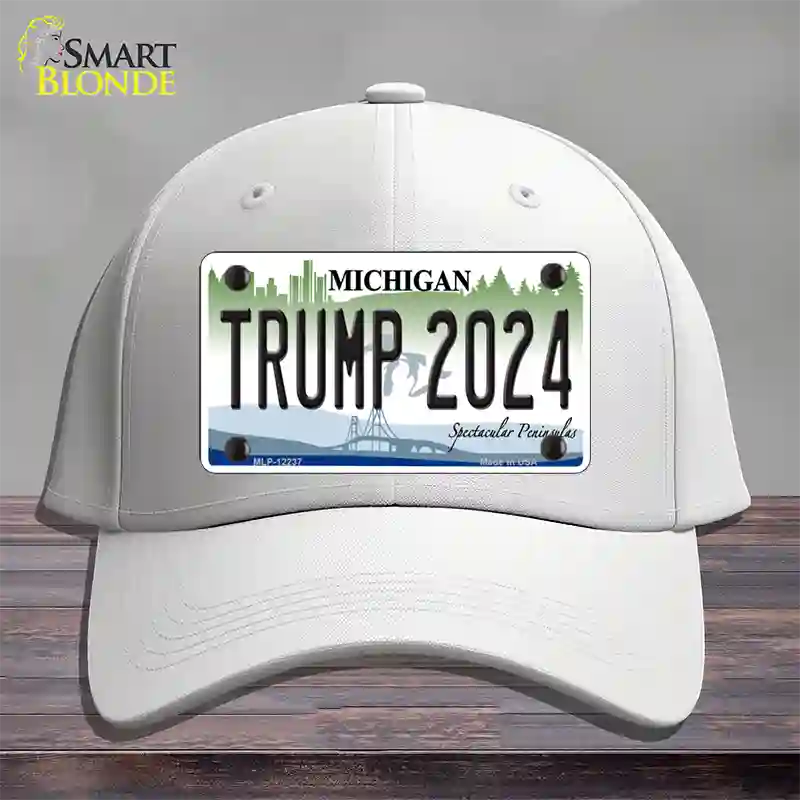 Trump 2024 Michigan Novelty License Plate Hat Cotton / White