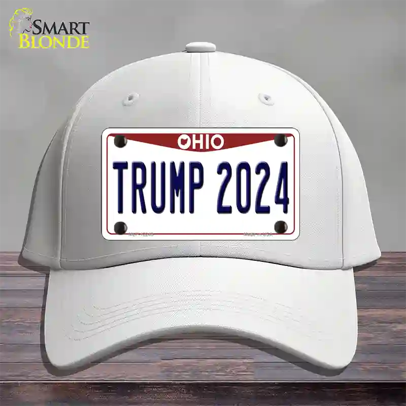 Trump 2024 Ohio Novelty License Plate Hat Cotton / White