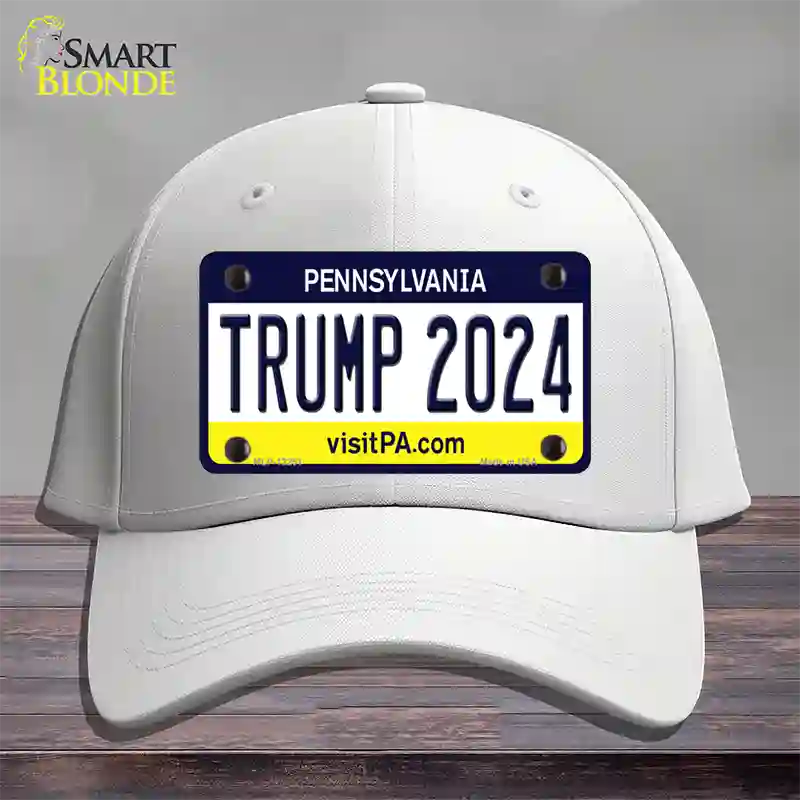 Trump 2024 Pennsylvania Novelty License Plate Hat Cotton / White