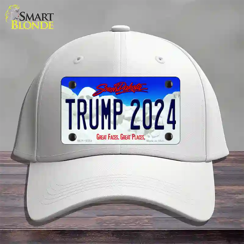 Trump 2024 South Dakota Novelty License Plate Hat Cotton / White