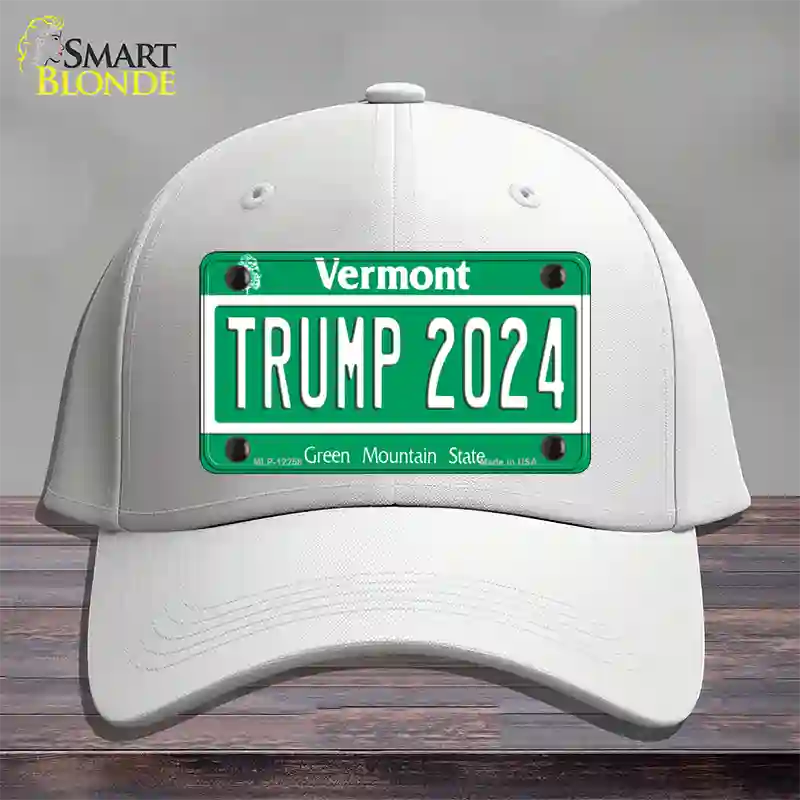 Trump 2024 Vermont Novelty License Plate Hat Cotton / White