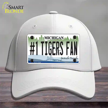 Number 1 Tigers Fan Michigan Novelty License Plate Hat Cotton / White