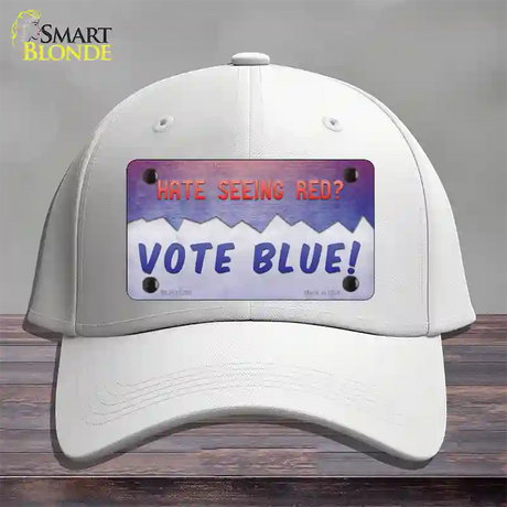 Hate Seeing Red Vote Blue Novelty License Plate Hat Cotton / White