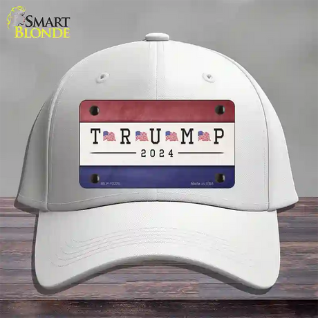 Trump 2024 USA Flag Novelty License Plate Hat Cotton / White