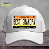 Best Grandpa Indiana Novelty License Plate Hat Cotton / White