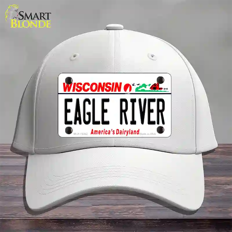 Wisconsin Eagle River Novelty License Plate Hat Cotton / White