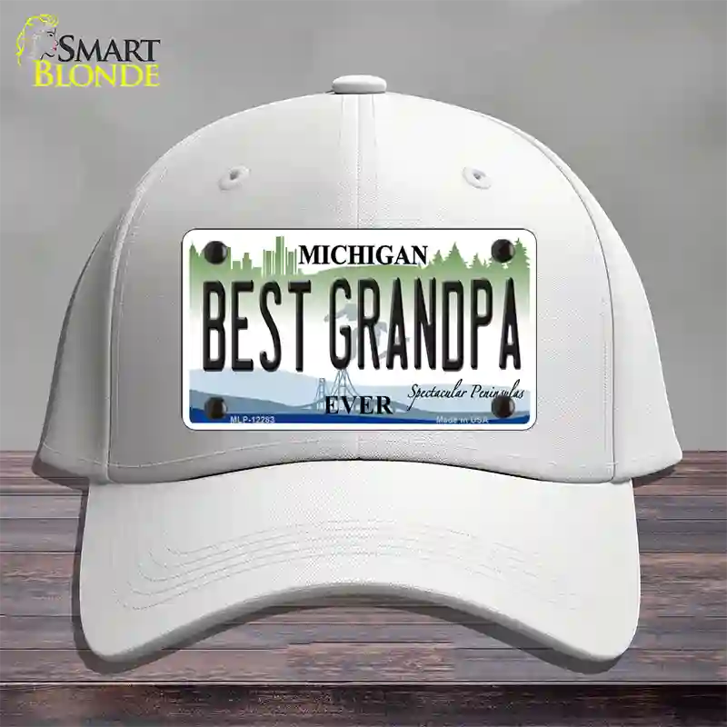 Michigan Best Grandpa Novelty License Plate Hat Cotton / White