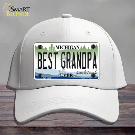 Michigan Best Grandpa Novelty License Plate Hat Cotton / White