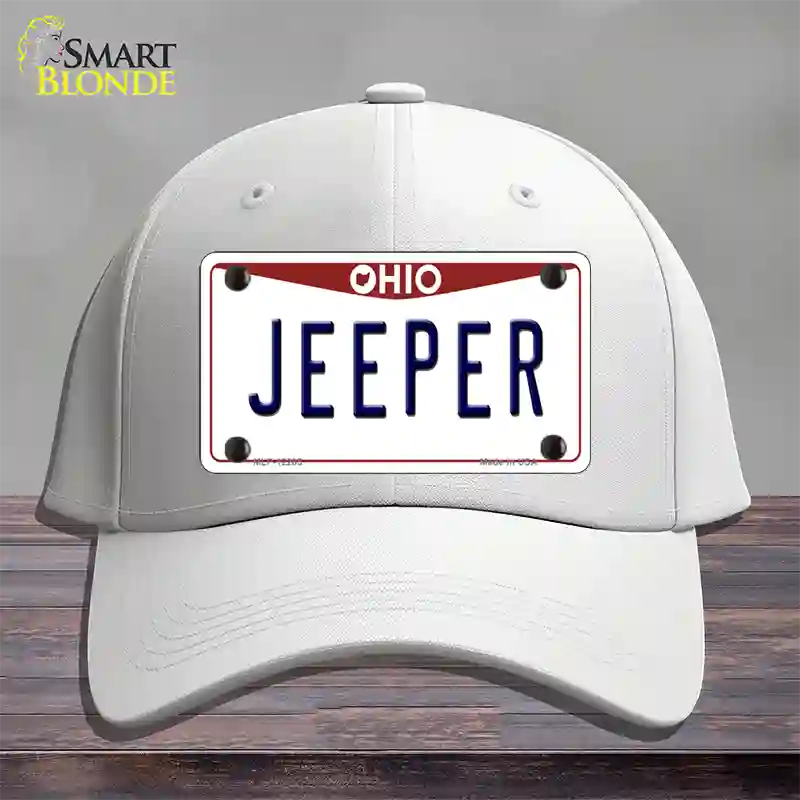 Ohio Jeeper Novelty License Plate Hat Cotton / White