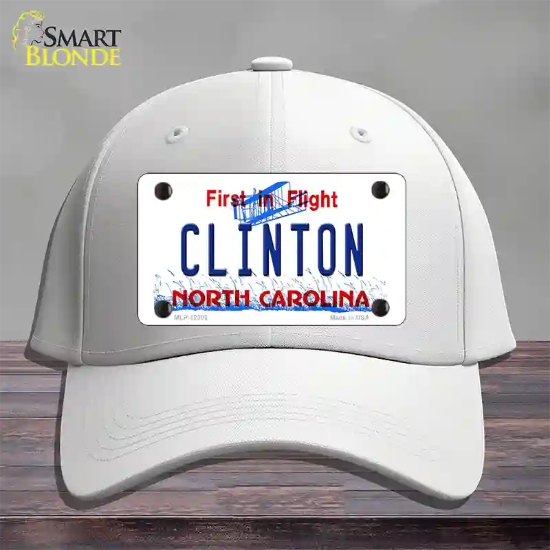 North Carolina Clinton Novelty License Plate Hat Cotton / White