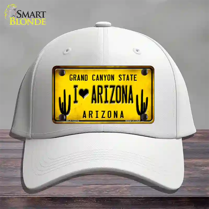 I love Arizona Yellow Novelty License Plate Hat Cotton / White