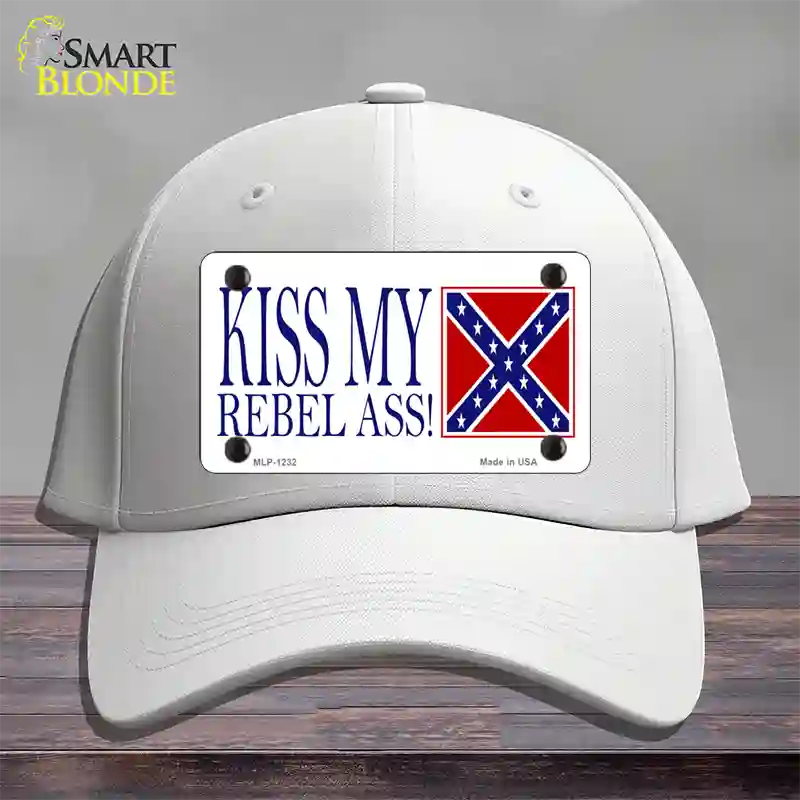 Kiss My Rebel Ass Novelty License Plate Hat Cotton / White