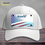 Kentucky with American Flag Novelty License Plate Hat Cotton / White