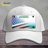 Missouri with American Flag Novelty License Plate Hat Cotton / White