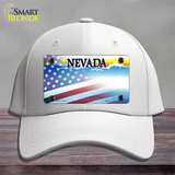 Nevada with American Flag Novelty License Plate Hat Cotton / White