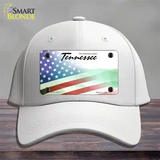 Tennessee with American Flag Novelty License Plate Hat Cotton / White