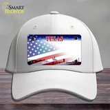 Texas with American Flag Novelty License Plate Hat Cotton / White