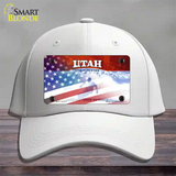 Utah with American Flag Novelty License Plate Hat Cotton / White