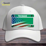 Vermont with American Flag Novelty License Plate Hat Cotton / White