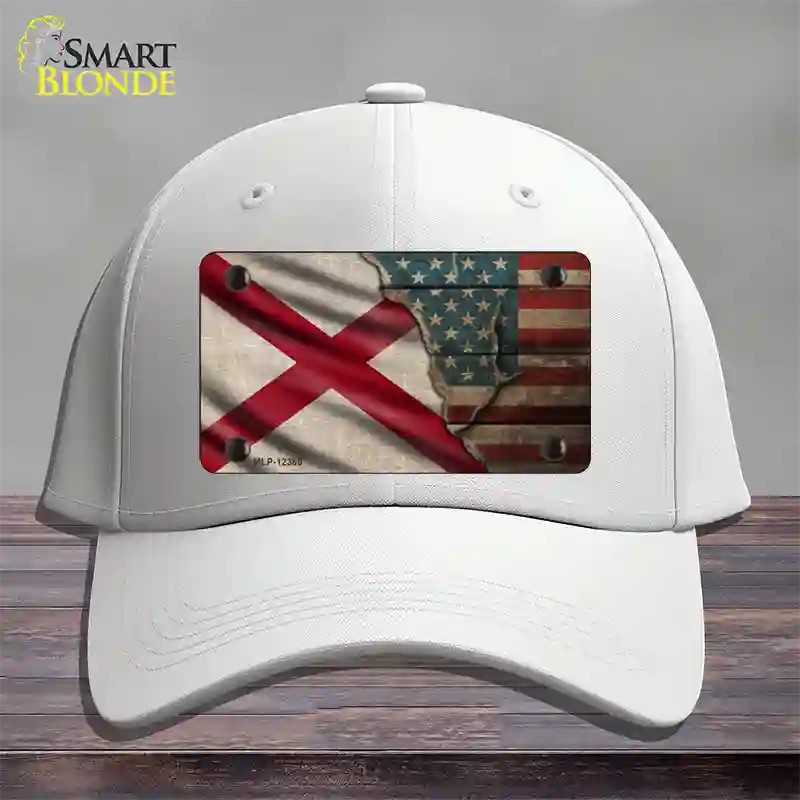 Alabama/American Flag Novelty License Plate Hat Cotton / White