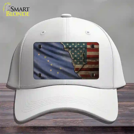 Alaska/American Flag Novelty License Plate Hat Cotton / White