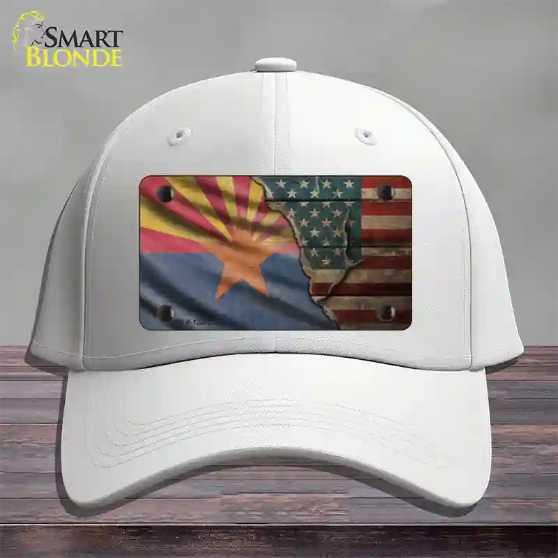 Arizona/American Flag Novelty License Plate Hat Cotton / White