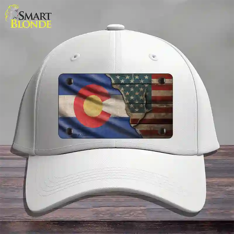 Colorado/American Flag Novelty License Plate Hat Cotton / White