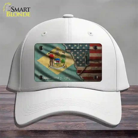 Delaware/American Flag Novelty License Plate Hat Cotton / White