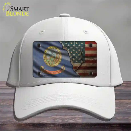 Idaho/American Flag Novelty License Plate Hat Cotton / White