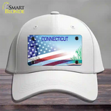 Connecticut Preserve with American Flag Novelty License Plate Hat Cotton / White